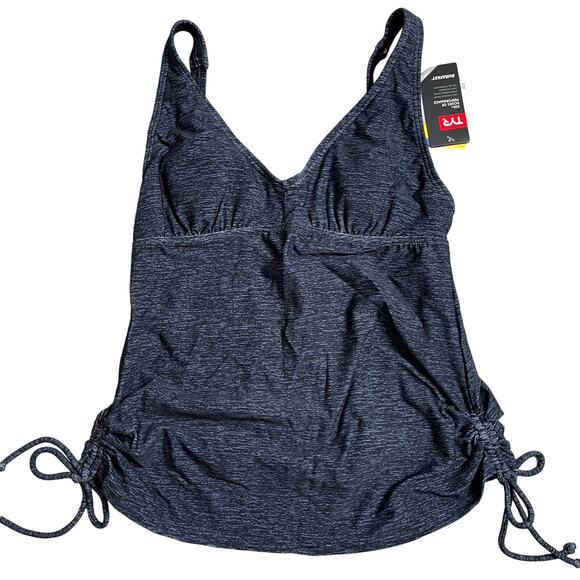 TYR DuraFast Elite Mantra V-Neck Tankini Swim Top - Black Size 10 - $55 - Picture 2 of 6